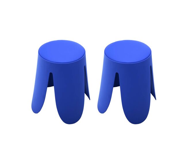 Banco empilhável de couro sintético, set de 2, niki, bleu, 44x44x46 cm