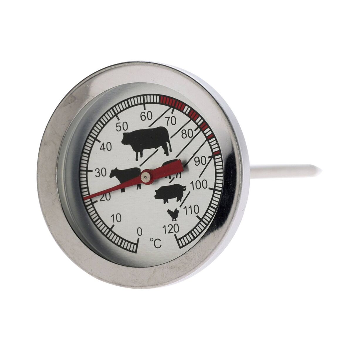 Termômetro de carne well home barbecue em aço inoxidável ø5,4x12cm