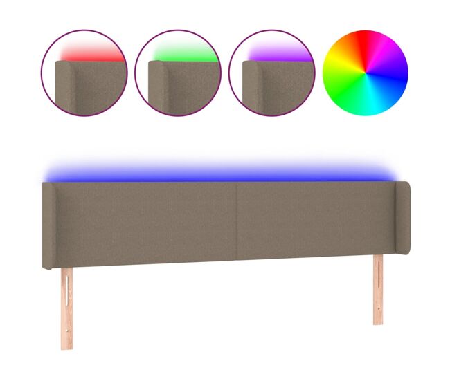 Vidaxl cabeceira de cama c/ luzes led 203x16x78/88cm cinza-acastanhado