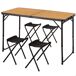 Aktive Mesa dobrável alumínio bambu com 4 bancos Aktive Mesa dobrável alumínio bambu com 4 bancos Preto/ Madeira