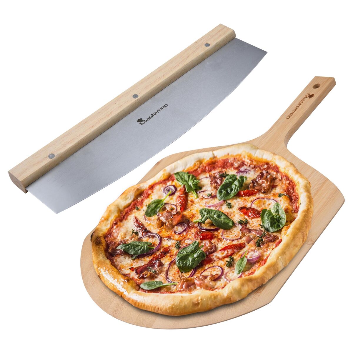Conjunto composto por Cortador de Pizza + tábua de madeira MasterPRO