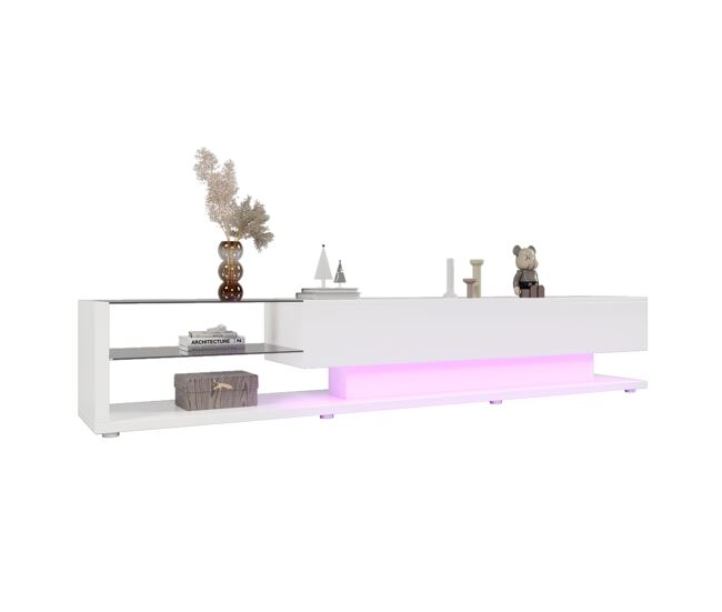 Móvel de tv 170cm de painel de partículas com 2 gavetas e luz led,branco