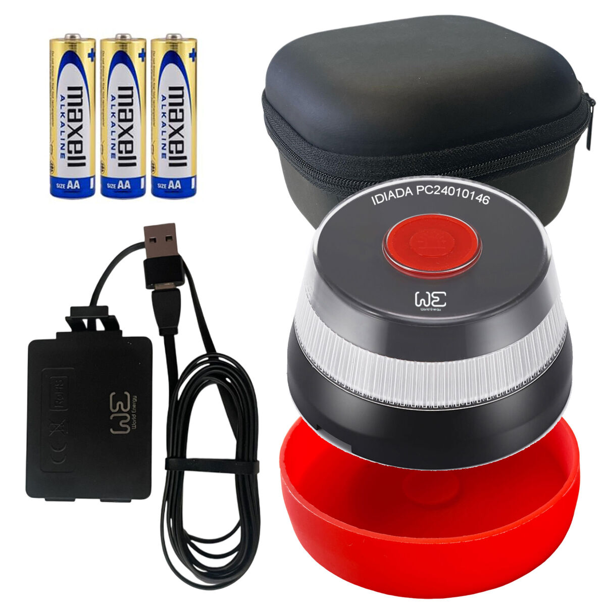 Kit de farol de emergência - adaptador, cabo de alimentação e estojo