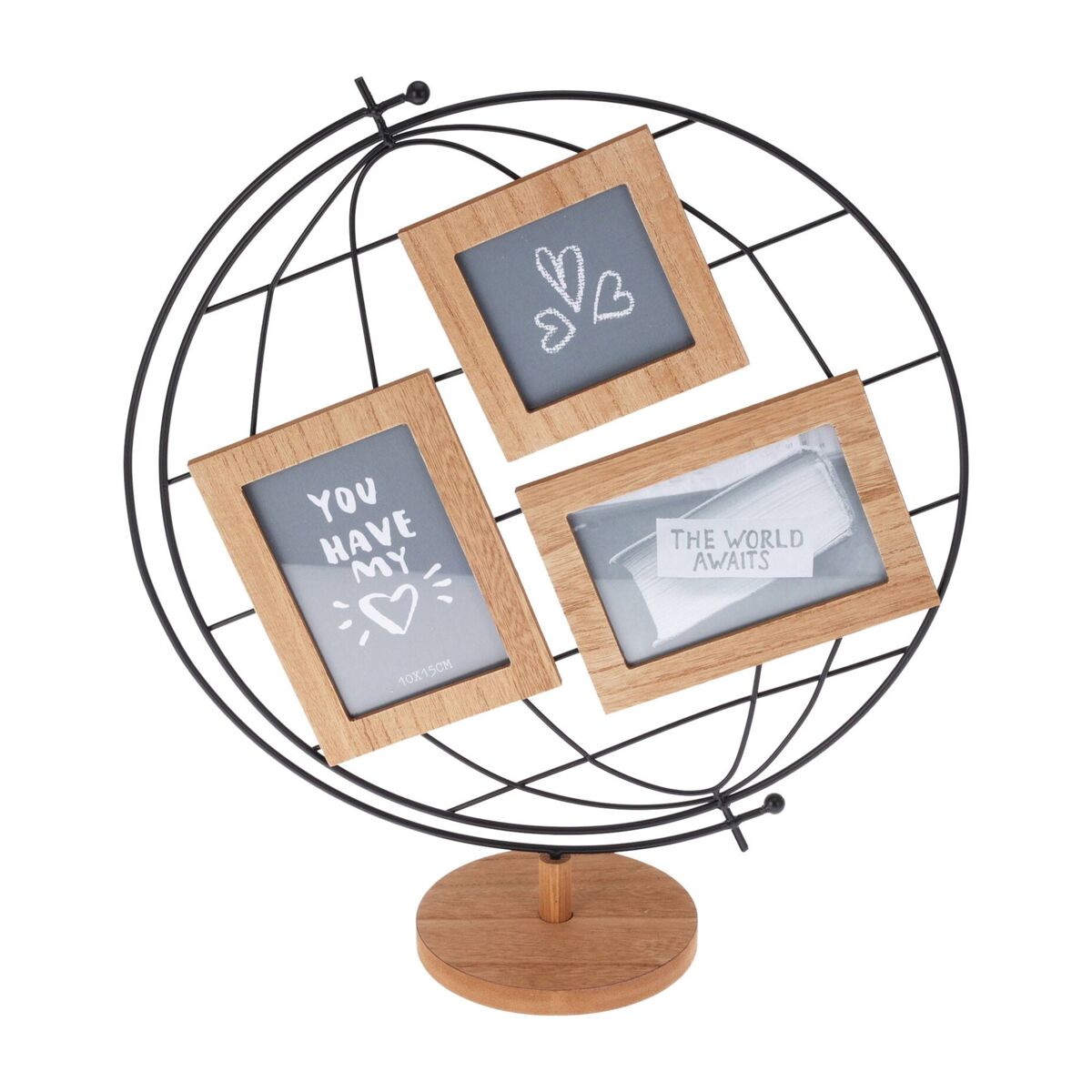 Moldura para fotos well home globe design para 3 fotos