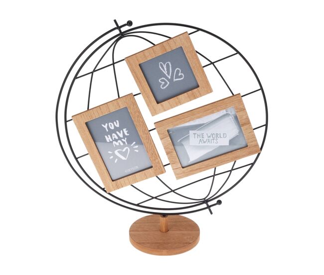 Moldura para fotos well home globe design para 3 fotos