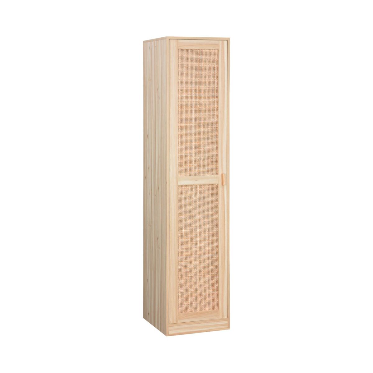Armário para toucador em madeira e cana, 1 porta, 5 étagères, camargue, natural, 40x48x180 cm
