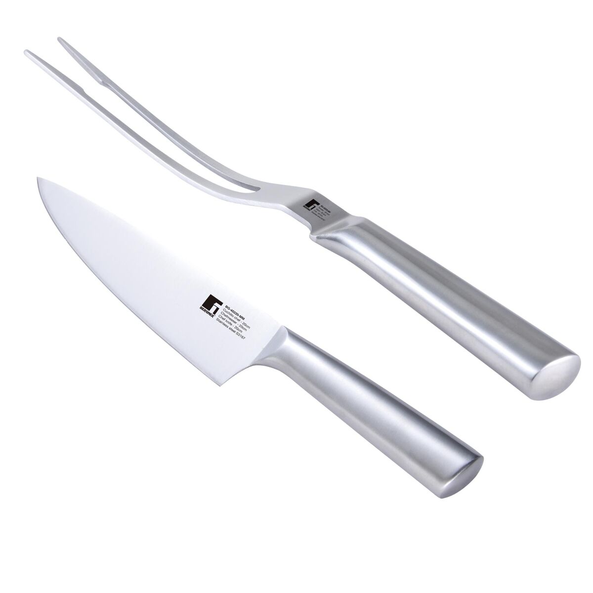 Conjunto de faca de chef para churrasco Bergner + garfo de carne