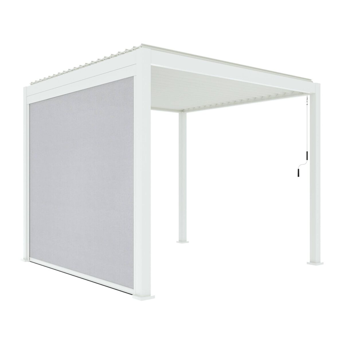 Pérgola bioclimática alumínio 3x3m v2 + 1 store 3m , triomphe 3x3m v2+ acessórios, branco, 301x301x250 cm