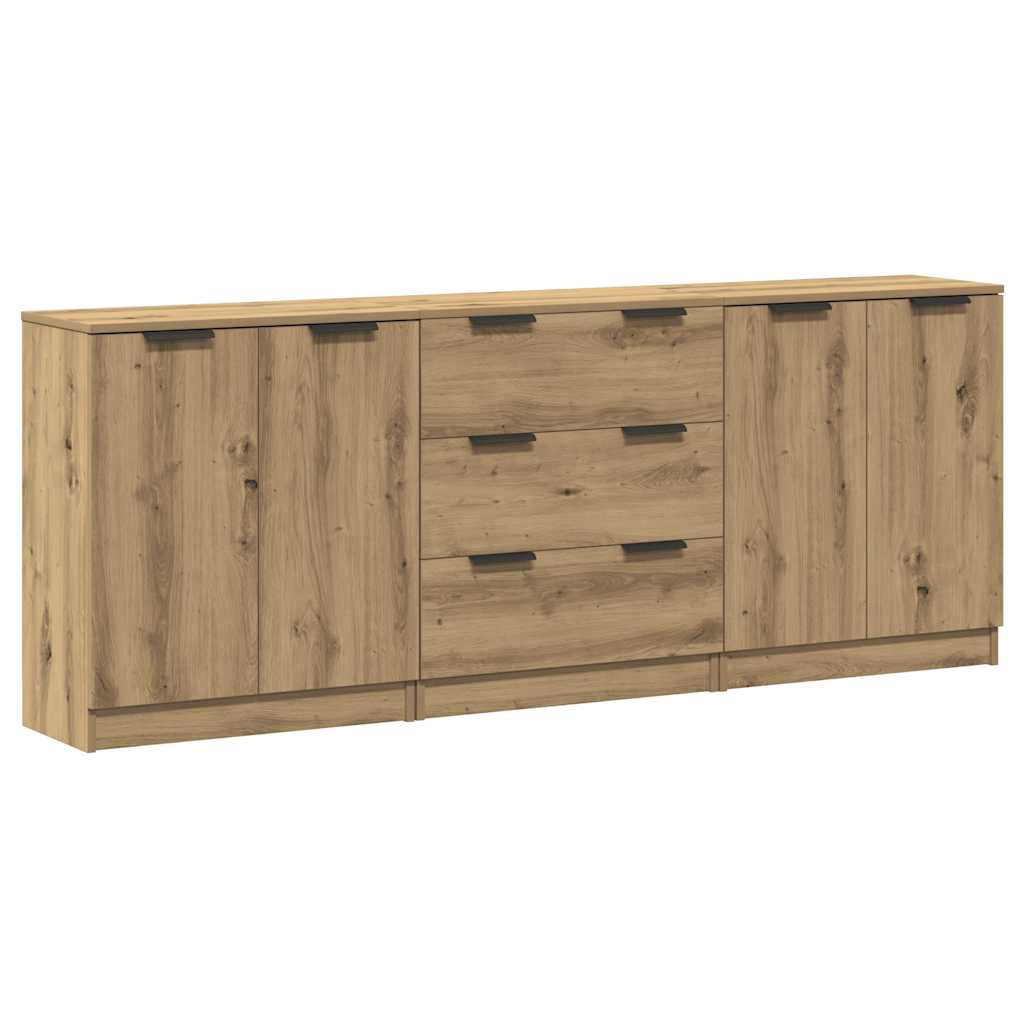 Vidaxl aparadores 3 pcs 60x30x70 cm deriv. madeira carvalho artisiano