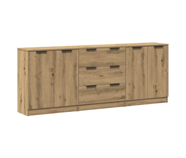 Vidaxl aparadores 3 pcs 60x30x70 cm deriv. madeira carvalho artisiano