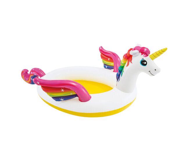Piscina insuflável intex unicórnio & pulverizador - 193x272x104 cm