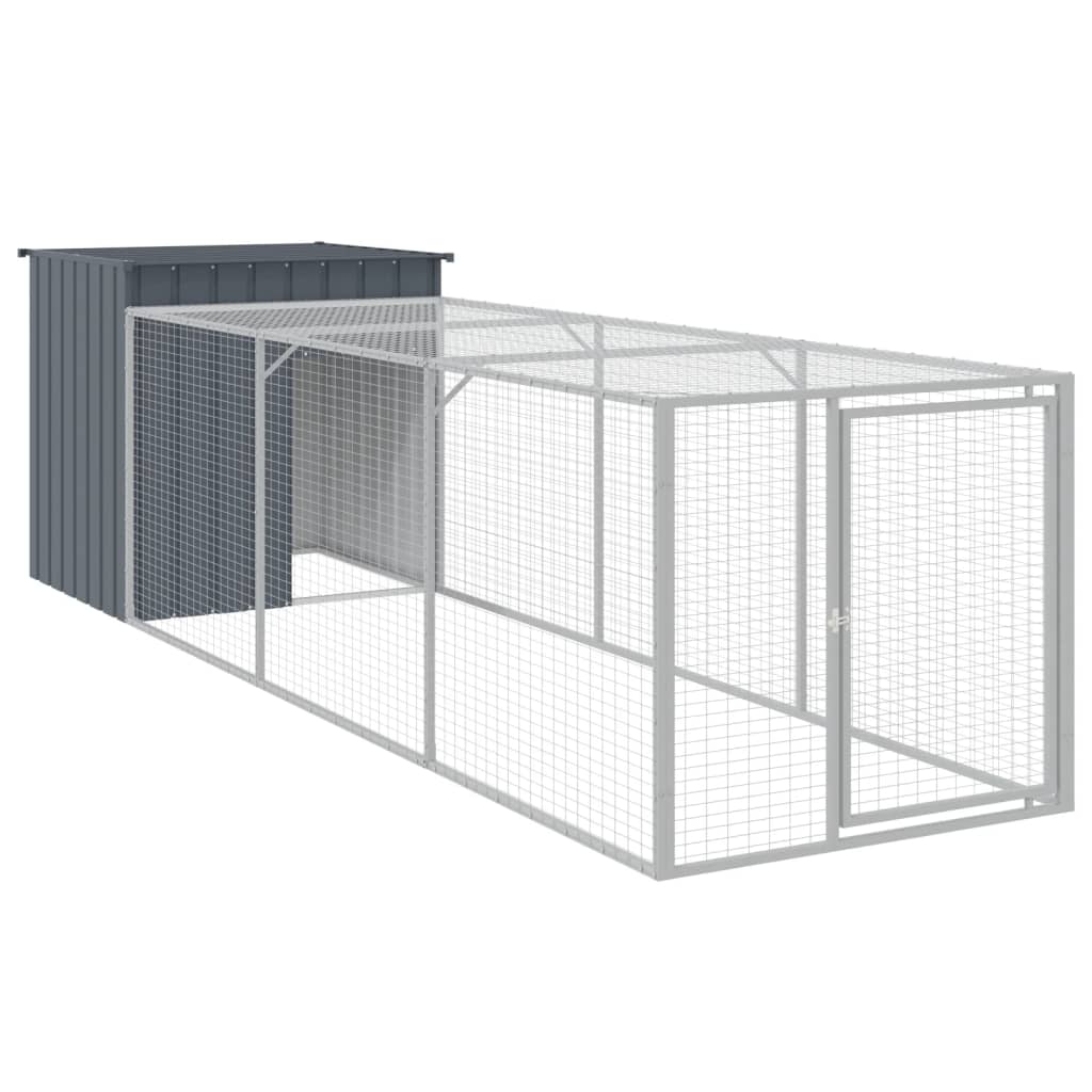 Vidaxl galinheiro com anexo 110x405x110 cm aço galvanizado antracite