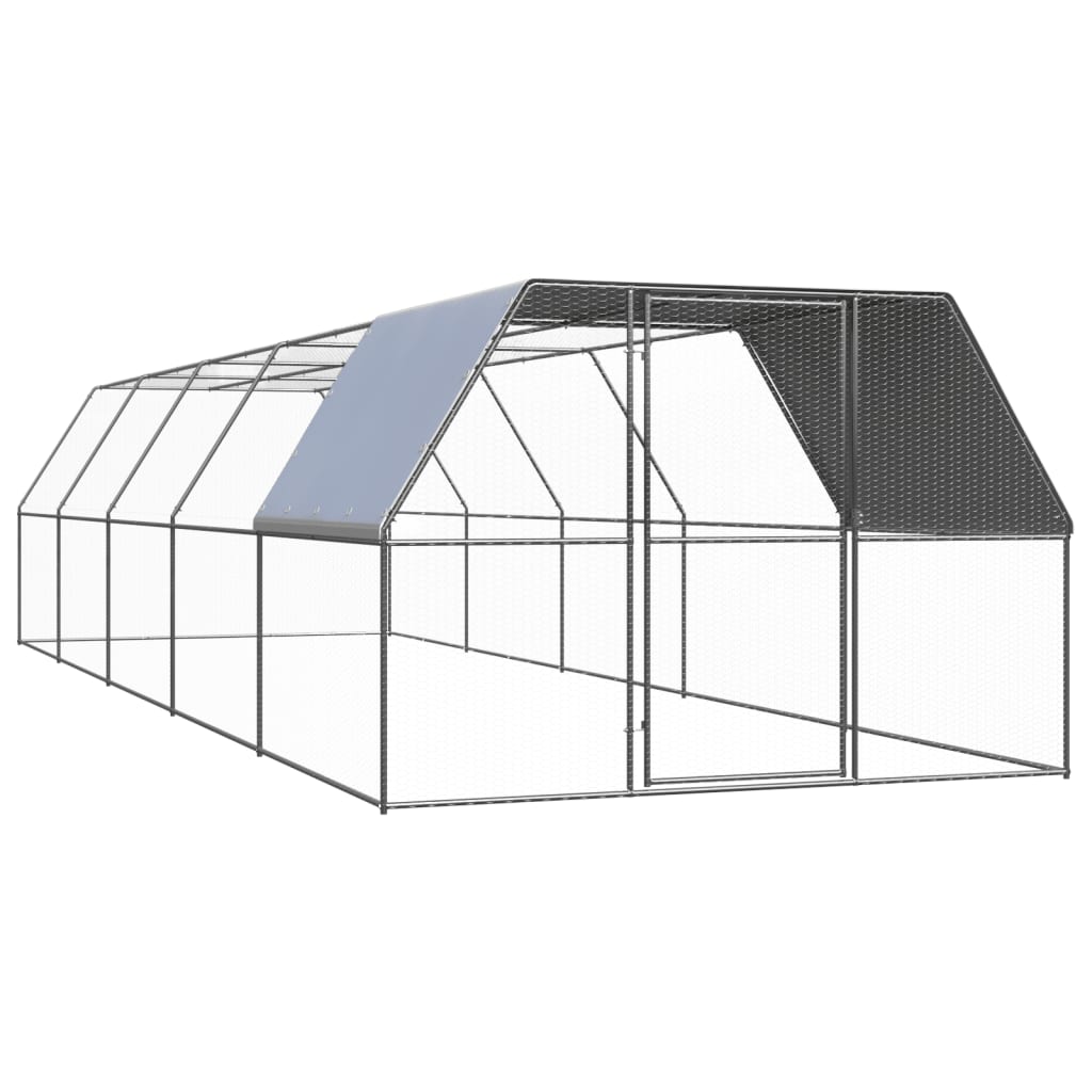 Vidaxl galinheiro de exterior 3x10x2 m aço galvanizado