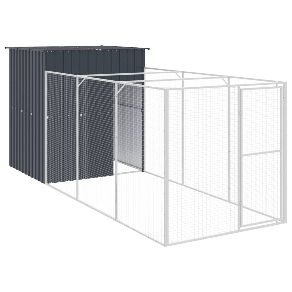 Vidaxl casota p/ cães c/ parque 165x455x181 cm aço galvaniz. antracite