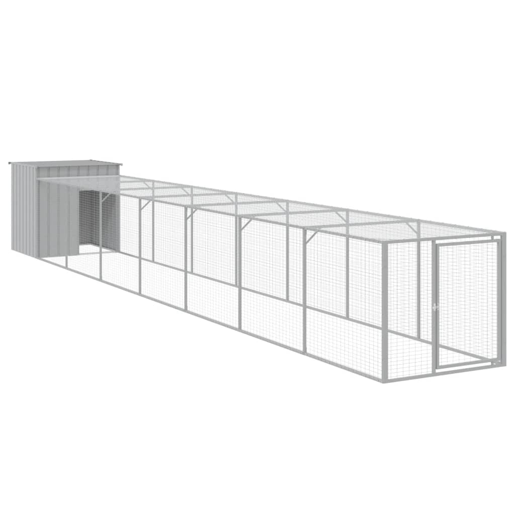 Vidaxl galinheiro com anexo 110x813x110 cm aço galvanizado cinza-claro