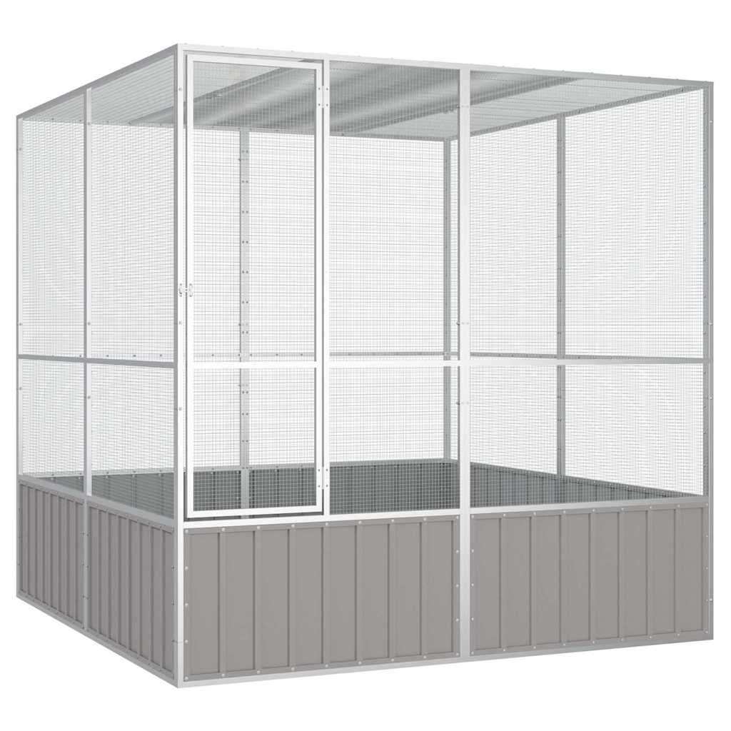 Vidaxl gaiola p/ pássaros 213,5x217,5x211,5cm aço galvanizado cinzento