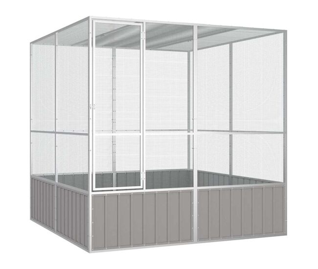 Vidaxl gaiola p/ pássaros 213,5x217,5x211,5cm aço galvanizado cinzento