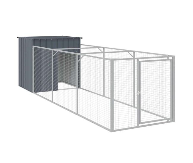 Vidaxl casota p/ cães c/ parque 110x405x110 cm aço galvaniz. antracite
