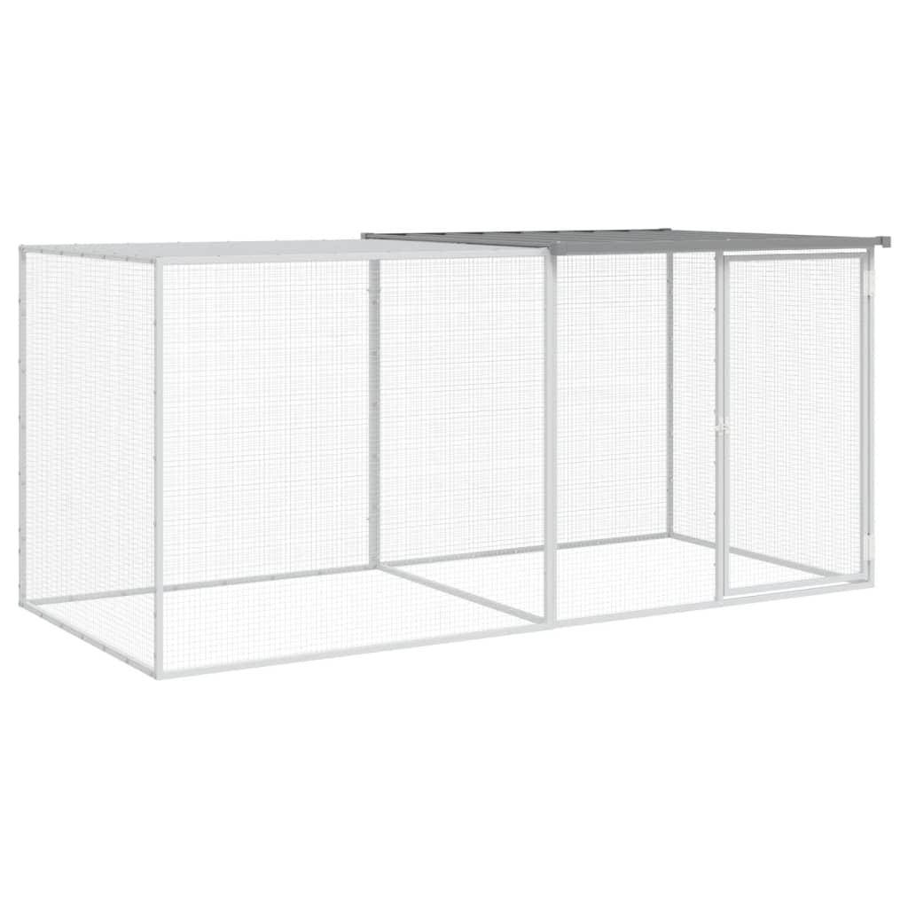 Vidaxl galinheiro com teto 203x98x90 cm aço galvanizado cinza-claro