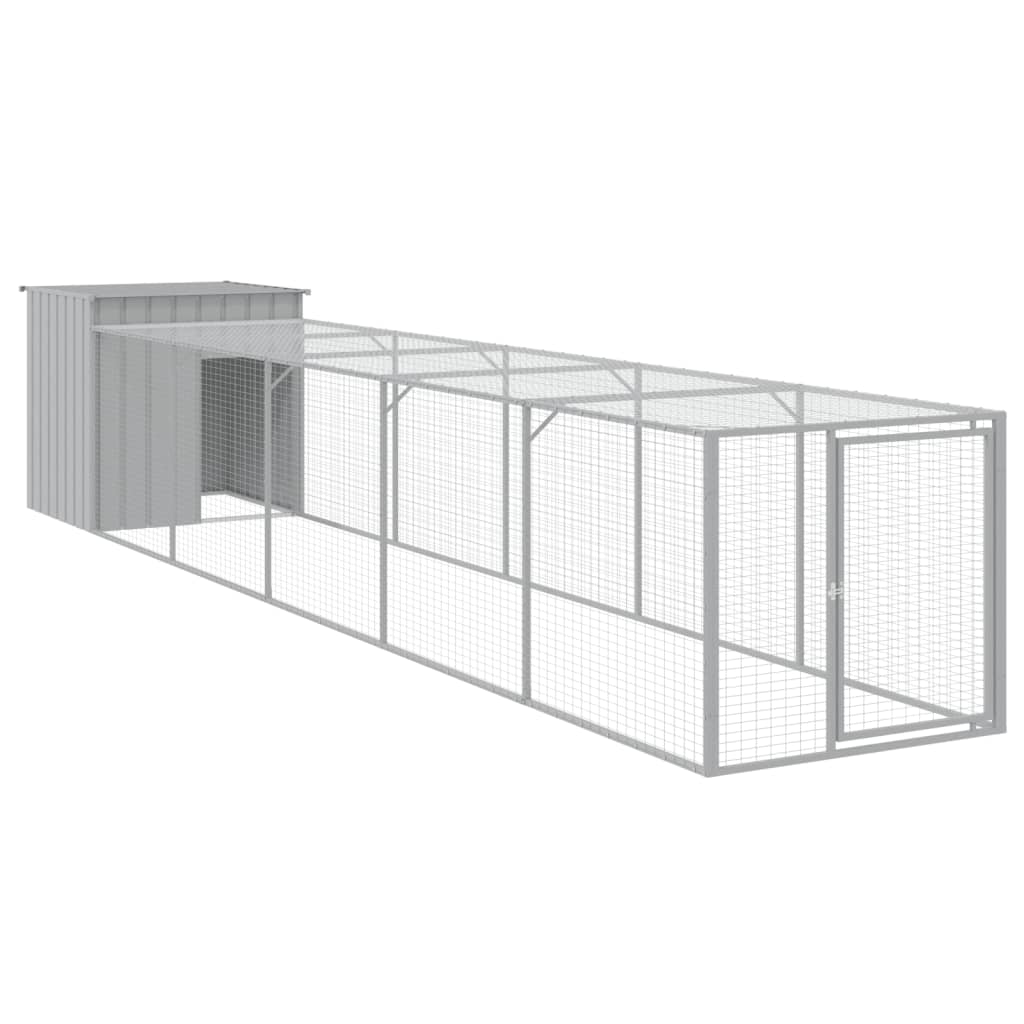 Vidaxl galinheiro com anexo 110x609x110 cm aço galvanizado cinza-claro