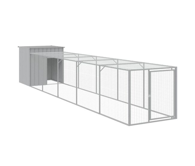 Vidaxl galinheiro com anexo 110x609x110 cm aço galvanizado cinza-claro