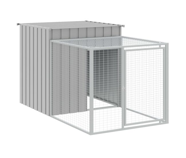 Vidaxl gaiola para galinhas com corredor cinza claro 110x201x110 cm aço galvanizado