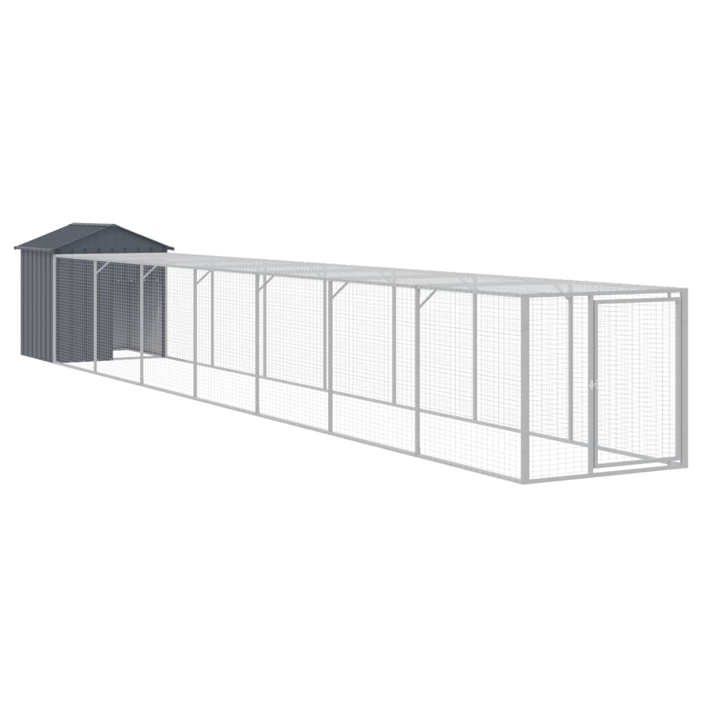 Vidaxl galinheiro com anexo 117x813x123 cm aço galvanizado antracite