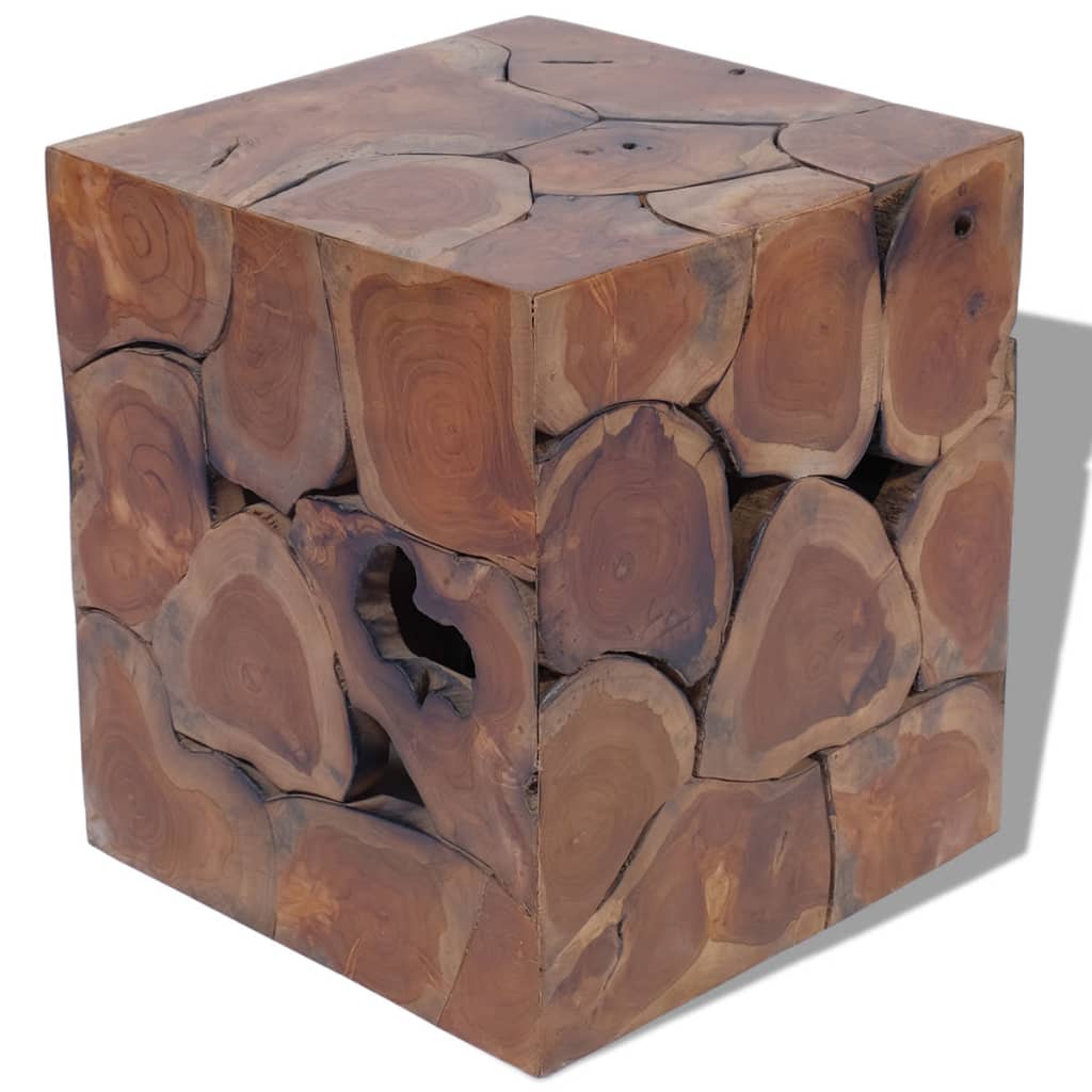 Vidaxl banco em madeira de teca maciça 40x40x45 cm castanho