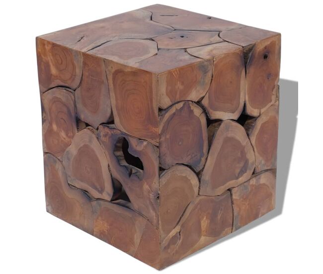 Vidaxl banco em madeira de teca maciça 40x40x45 cm castanho