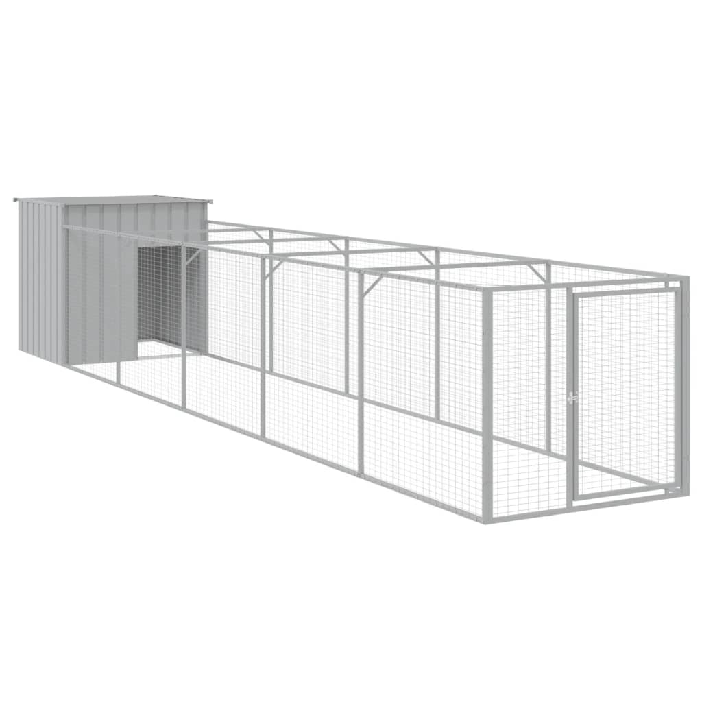 Vidaxl casota cães c/ parque 110x609x110 cm aço galvaniz. cinza-claro