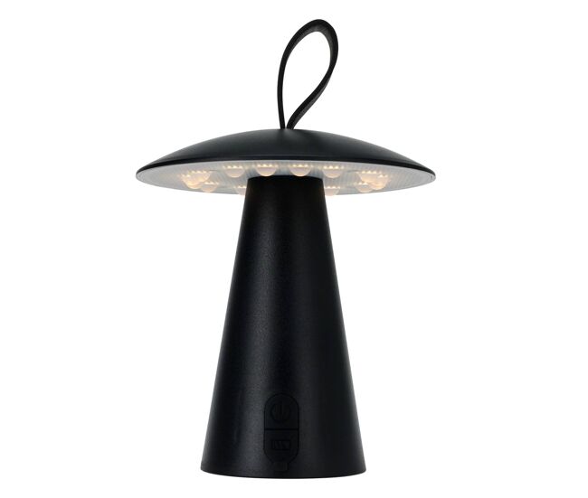 Candeeiro de mesa recarregável well home preto ø15x17cm