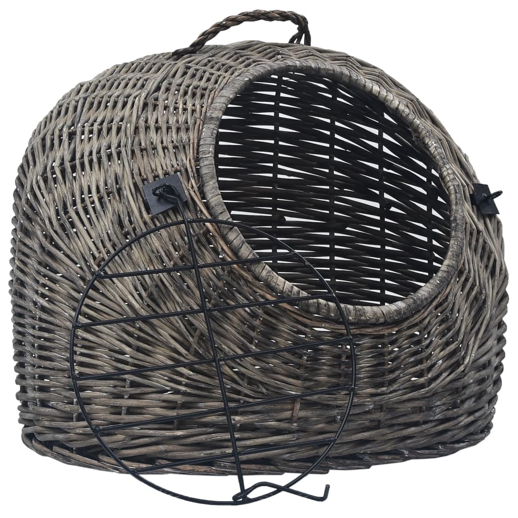 Vidaxl transportadora p/ gatos 60x45x45 cm salgueiro natural cinzento