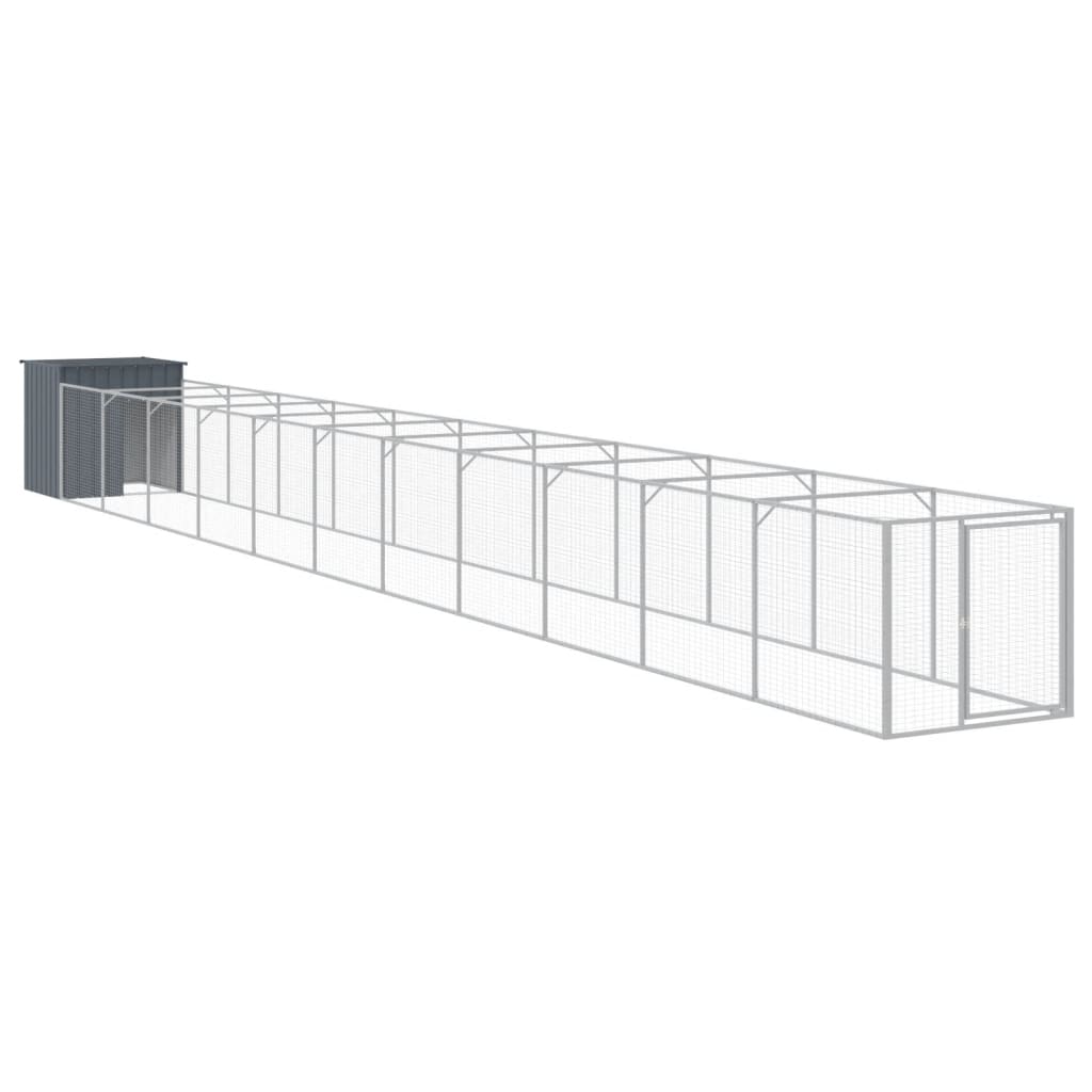 Vidaxl casota p/ cães c/ parque 110x1221x110cm aço galvaniz. antracite