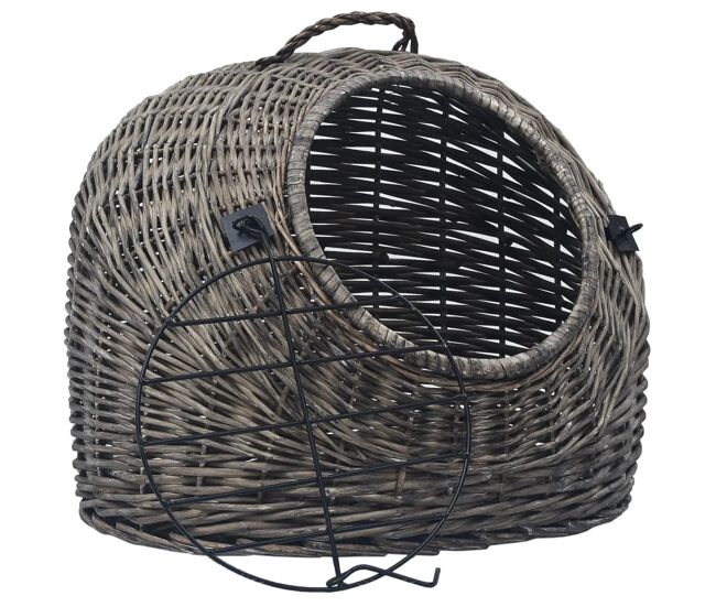 Vidaxl transportadora p/ gatos 50x42x40 cm salgueiro natural gris