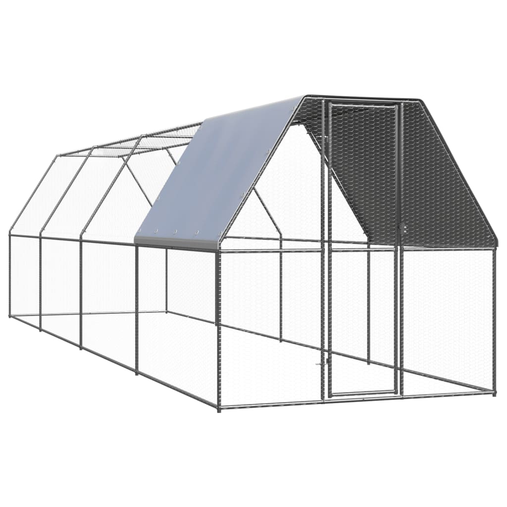 Vidaxl galinheiro de exterior 2x8x2 m aço galvanizado
