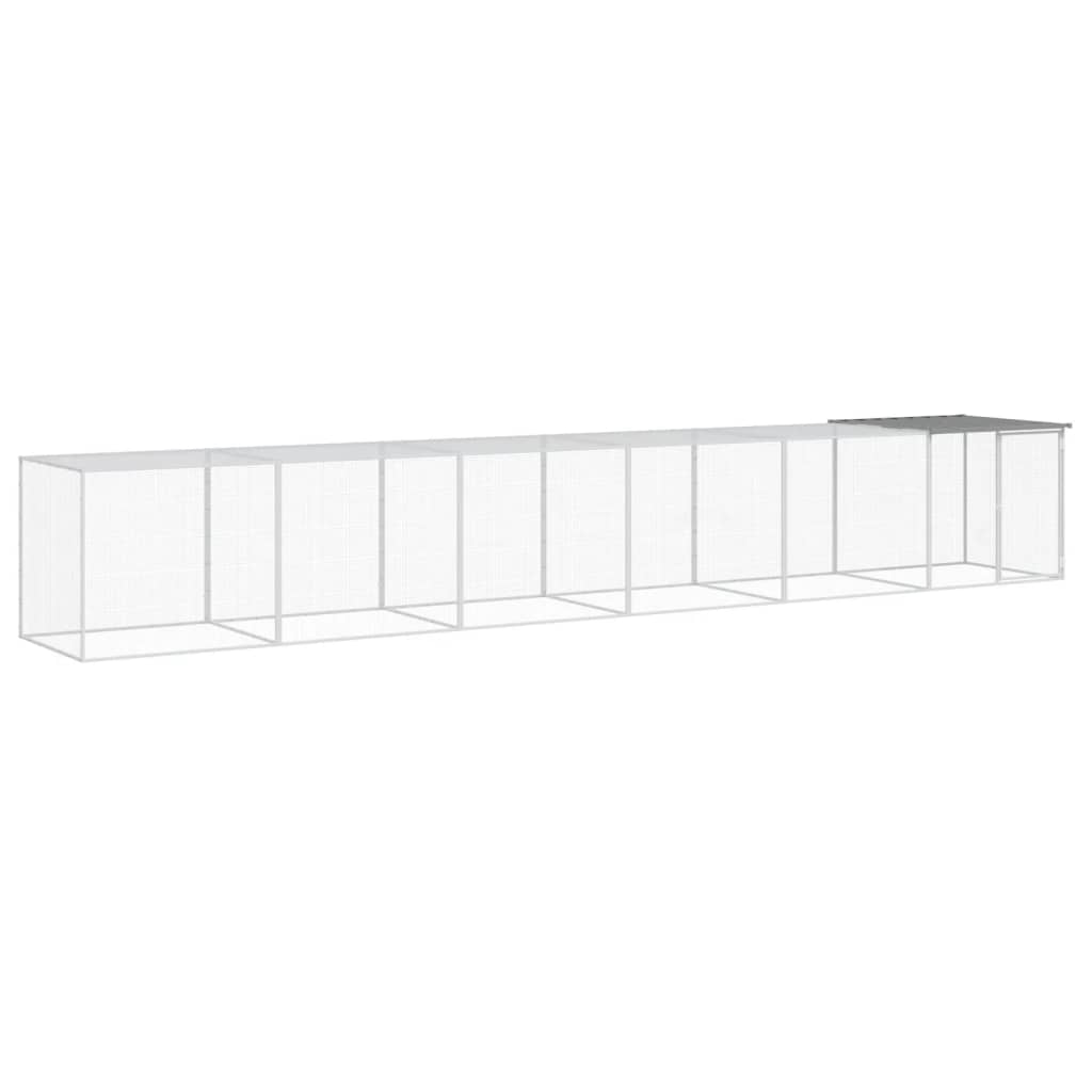 Vidaxl galinheiro com teto 603x98x90 cm aço galvanizado cinza-claro