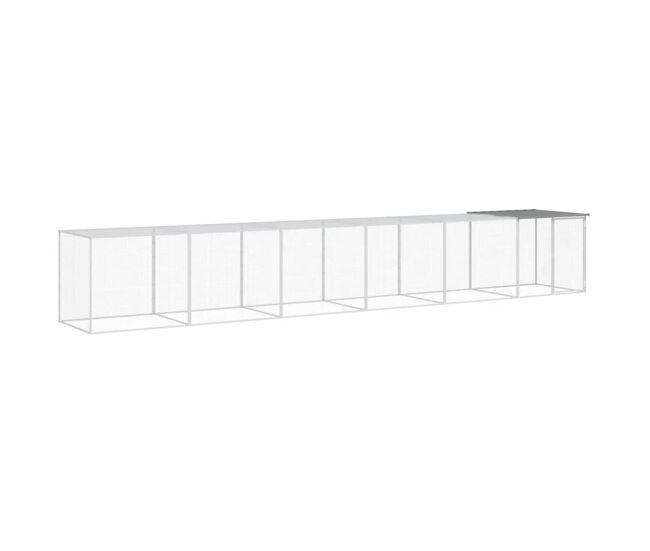Vidaxl galinheiro com teto 603x98x90 cm aço galvanizado cinza-claro