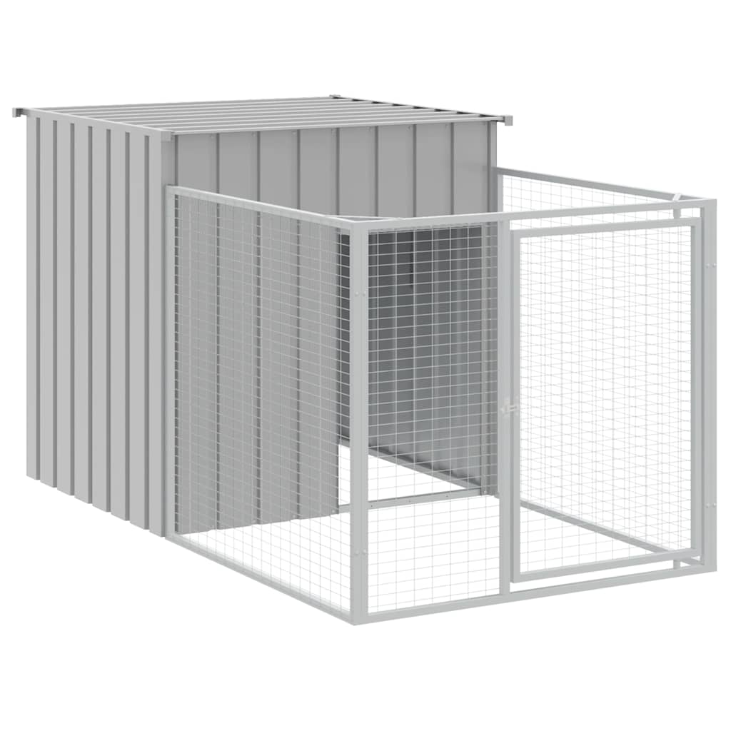 Vidaxl casota para cães com corredor cinza claro 110x201x110 cm aço galvanizado