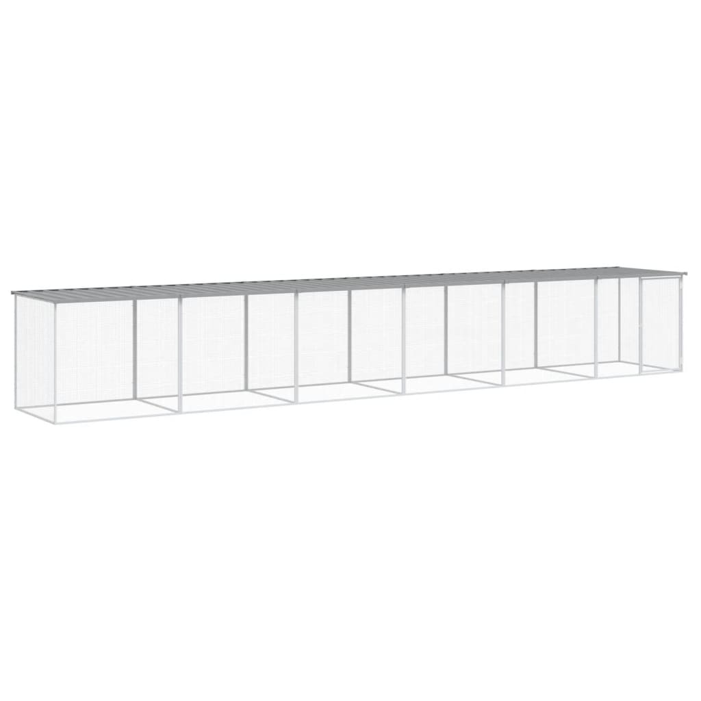 Vidaxl galinheiro com teto 603x98x90 cm aço galvanizado cinza-claro