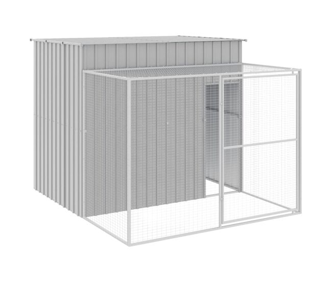Vidaxl casota cães c/ parque 214x253x181 cm aço galvaniz. cinza-claro