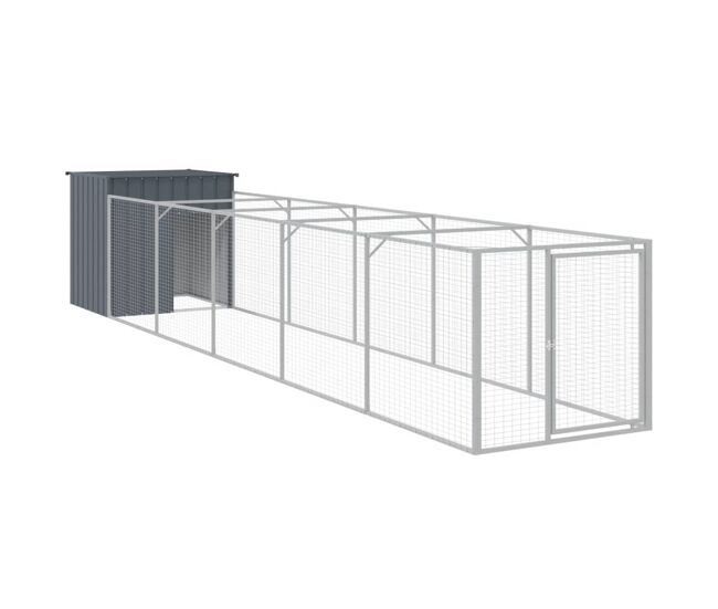 Vidaxl casota p/ cães c/ parque 110x609x110 cm aço galvaniz. antracite