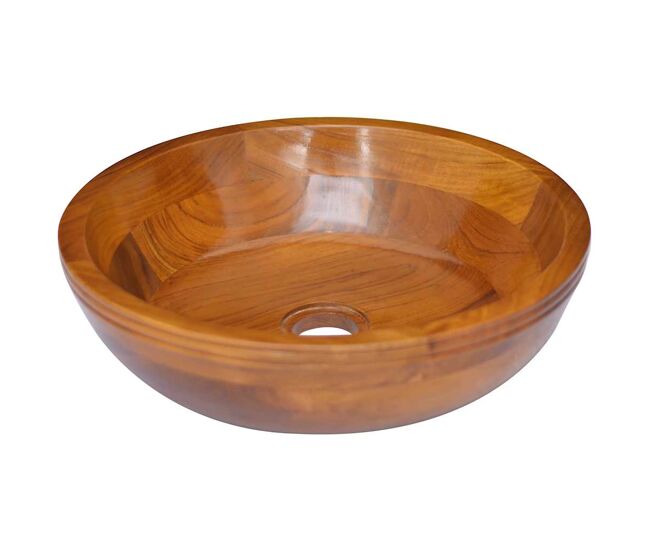 Vidaxl lavatório φ40x10 cm madeira de teca maciça