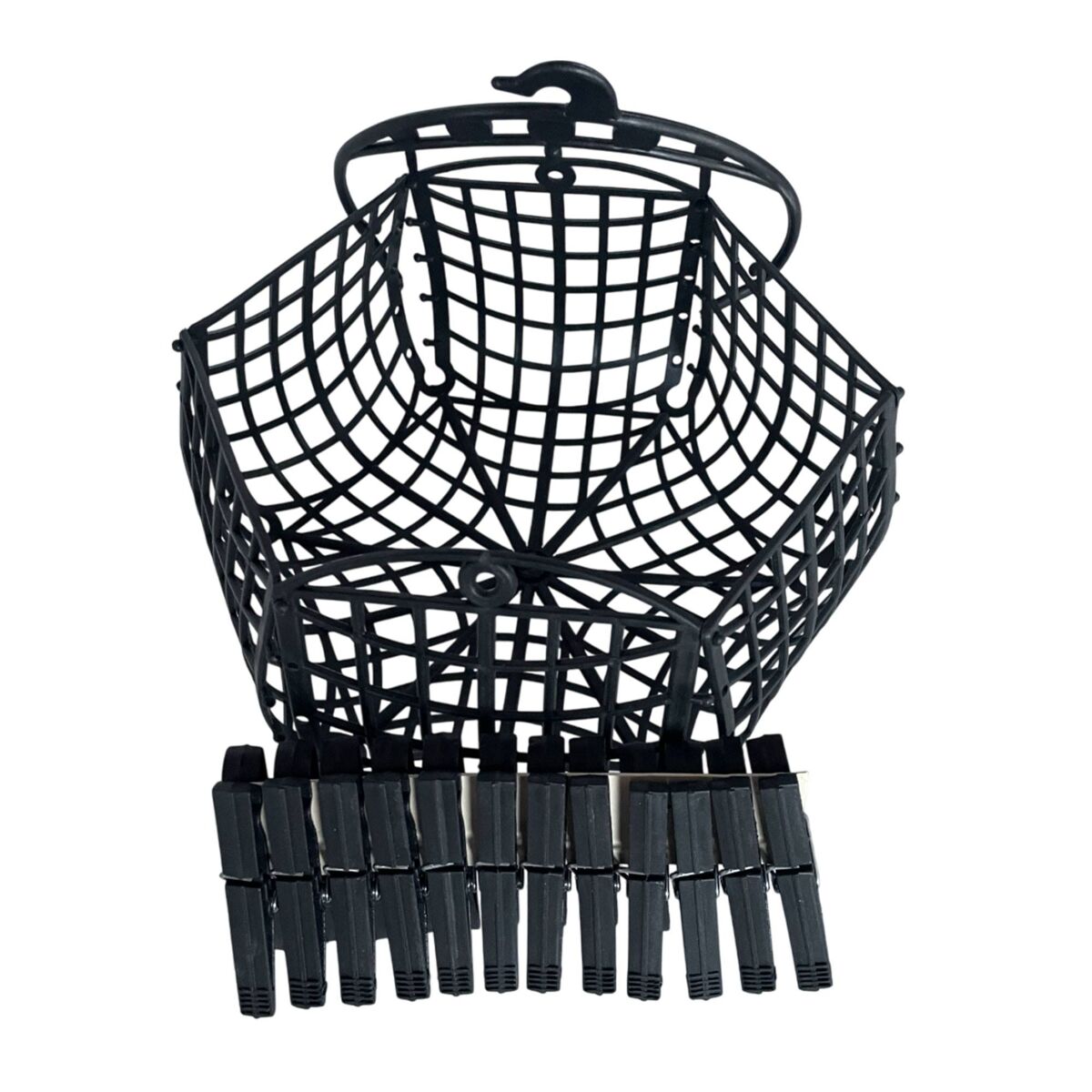 Conjunto de cesto de plástico preto well home + pinça