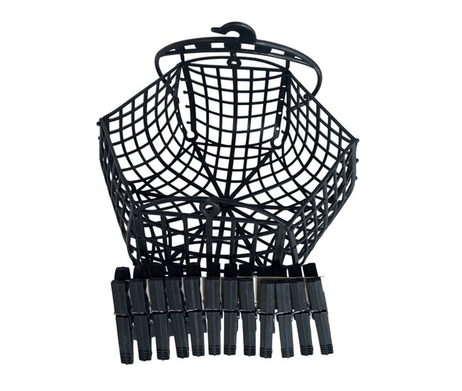 Conjunto de cesto de plástico preto well home + pinça