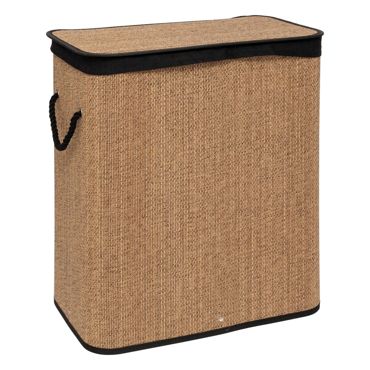 Cesto de roupa suja retangular 100 l bambu e tecido