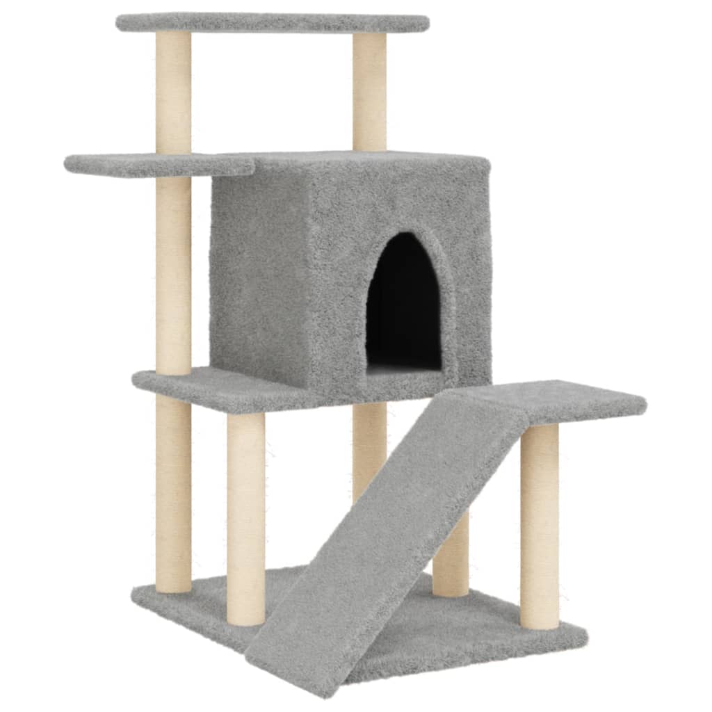 Vidaxl árvore p/ gatos c/ postes arranhadores sisal 97 cm cinza-claro