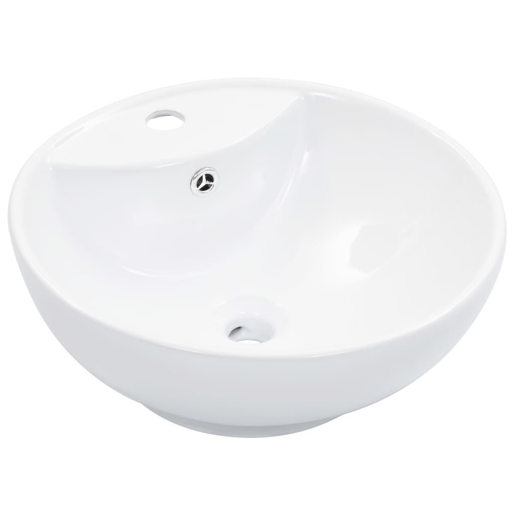 Vidaxl lavatório com extravasamento 46,5x18 cm cerâmica branco