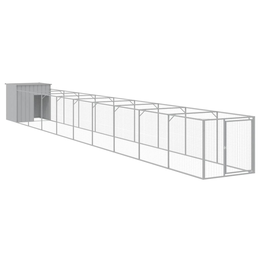 Vidaxl casota p/cães c/parque 110x1017x110cm aço galvaniz. cinza-claro
