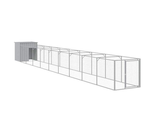 Vidaxl casota p/cães c/parque 110x1017x110cm aço galvaniz. cinza-claro