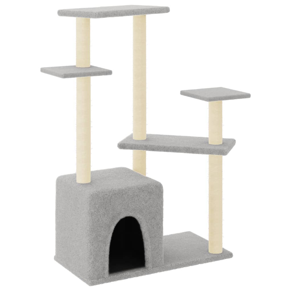 Vidaxl árvore p/ gatos c/ arranhadores sisal 107,5 cm cinza-claro